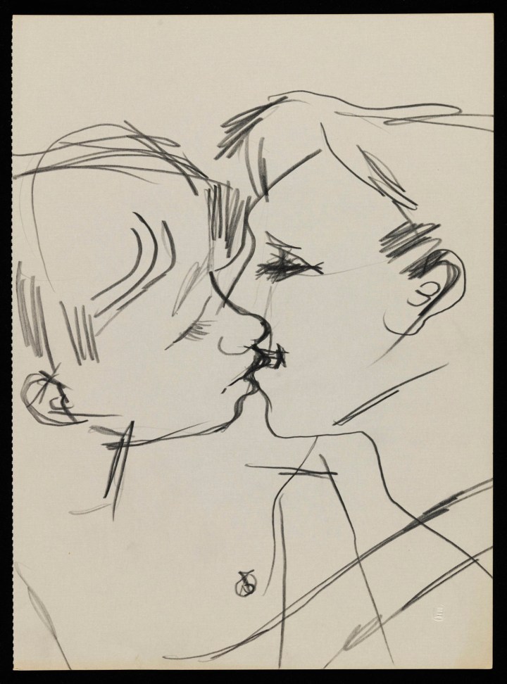 Keith Vaughan (1912-1977) Drawing of two men kissing 1958-73 Tate Archive © DACS, The Estate of Keith Vaughan